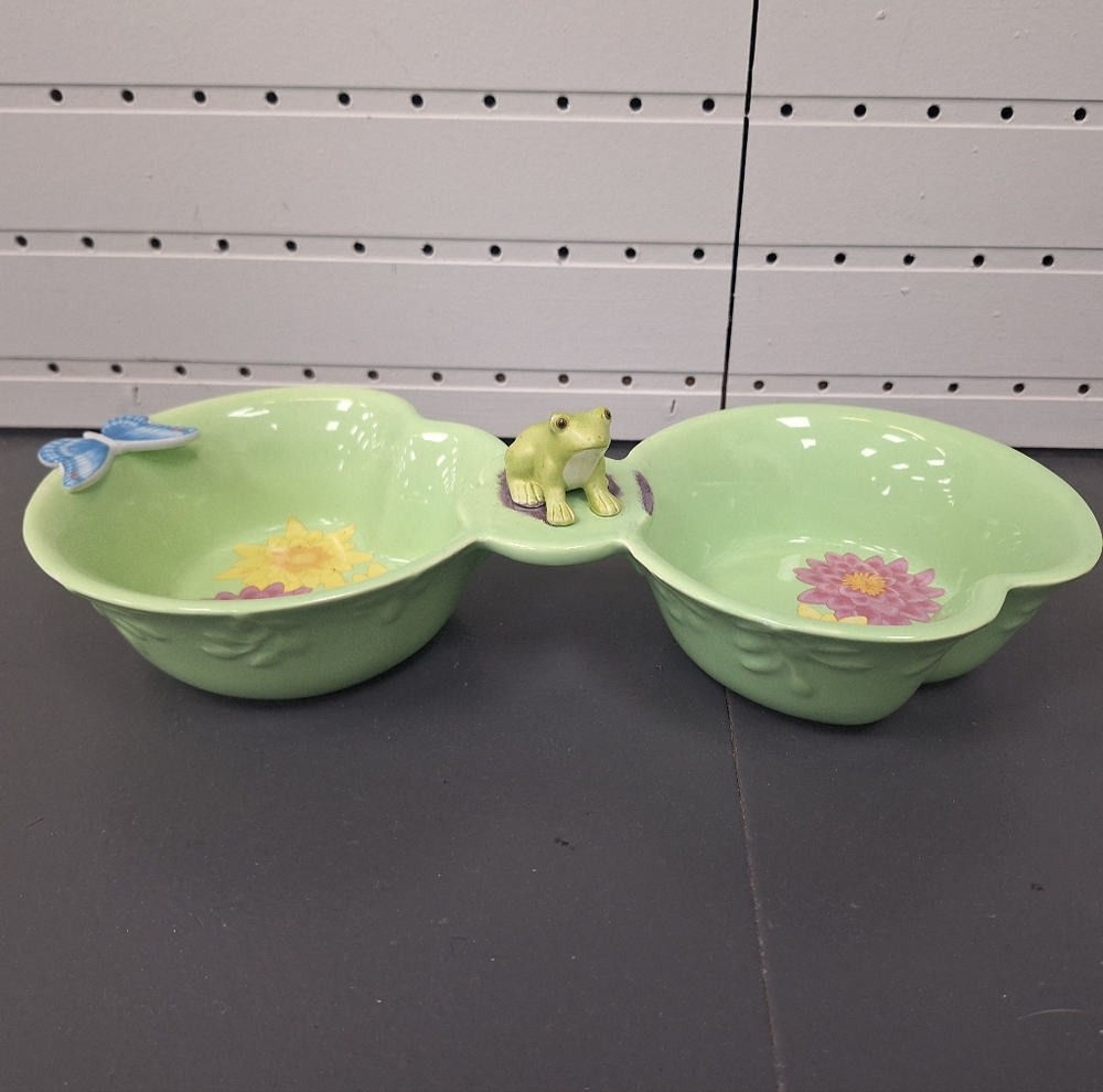 Lenox Butterfly Meadow snack bowl frog green cute! Spring